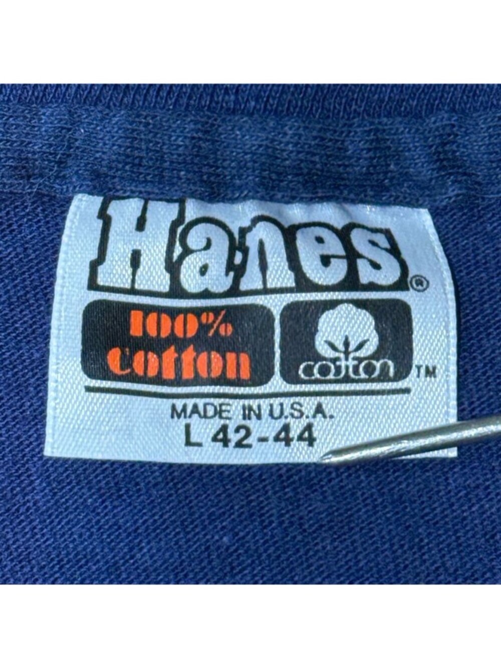 Vintage 70s Hanes Blue Graphic Tee Shirt Racquetball Print Single Stitched L - Picture 5 of 7